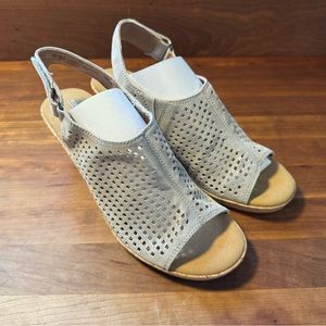 Rockport Briah Perf Metallic Khaki Wedge Slingback Sandals 7.5